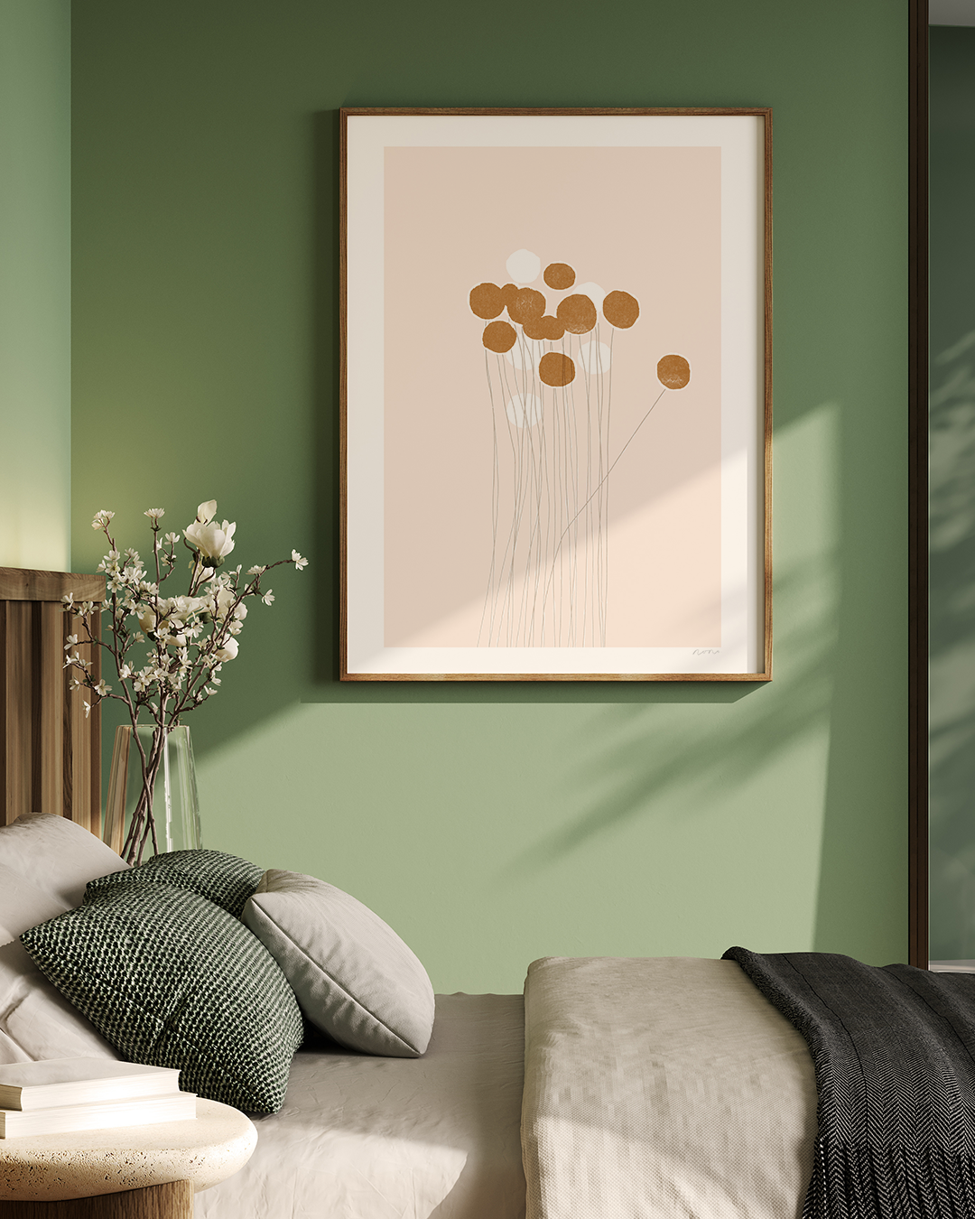 Warm-toned Messy Bear print in golden hues with scribble detail
